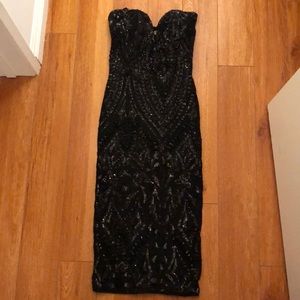 Beautiful strapless black cocktail dress!